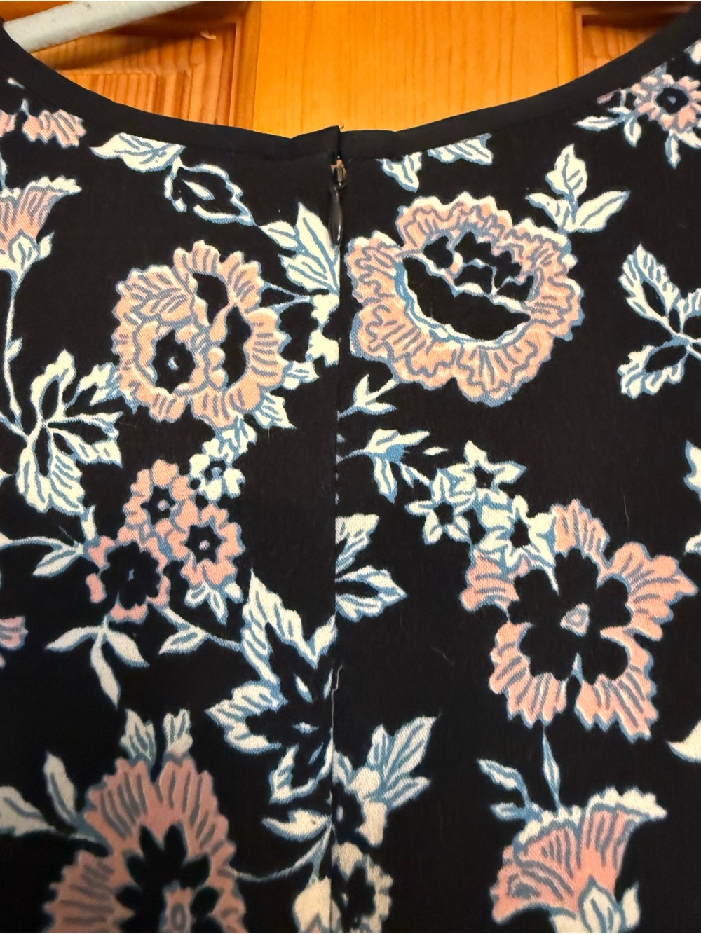 Loft Navy blue Floral Sleeveless Shift Dress with Pink & White Flowers - Picture 6 of 7